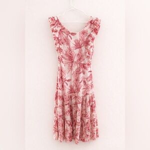 Floral red and Cream Tiered Sundress